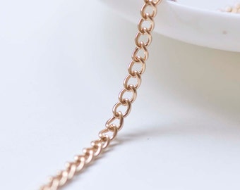 16ft (5m) of Light Gold Tone Steel Curb Chain Link Size 2.8mm A409