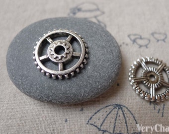30 piezas Antiguo Plata Reloj Mecánico Movimiento Rueda de Engranajes Charm 18mm A7090