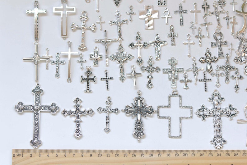 Antique Silver Cross Ankh Charmes religieux Styles mixtes Ensemble de 70 image 4