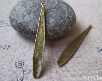 10 pcs Antique Bronze Long Leaf Teardrop Charms Pendentifs 6x42mm A5623