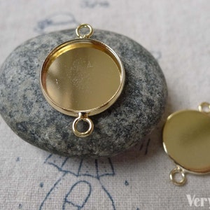 10 pcs Gold Tone Brass Pendant Tray Base Settings Connector Match 6mm/8mm/10mm/12mm/14mm/16mm/18mm/20mm/25mm Cabochon