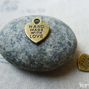 40 pcs of Antique Bronze Heart Charms Double Sided 12x15mm A5594