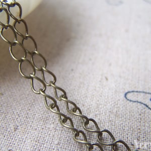 16ft (5m) of Antique Bronze Brass Twisted Curb Chain Soldered Link Size 3.1mm A2025