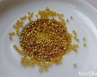 500 pcs of Gold Tone Brass Crimp Beads 2mm A5670