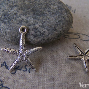Small Starfish Charm Antique Finish Sterling Silver Small Starfish Charm Antique Finish Sterling Silver