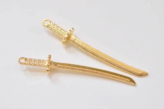 Japanese Blade Katana Sword Charms 8x50mm Antique Bronze