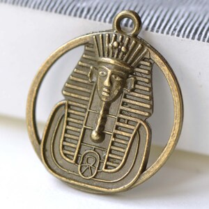 Egyptian Pharaoh Ring Pendants Antique Bronze Round Charms 23mm Double Sided Set of 10 A8168