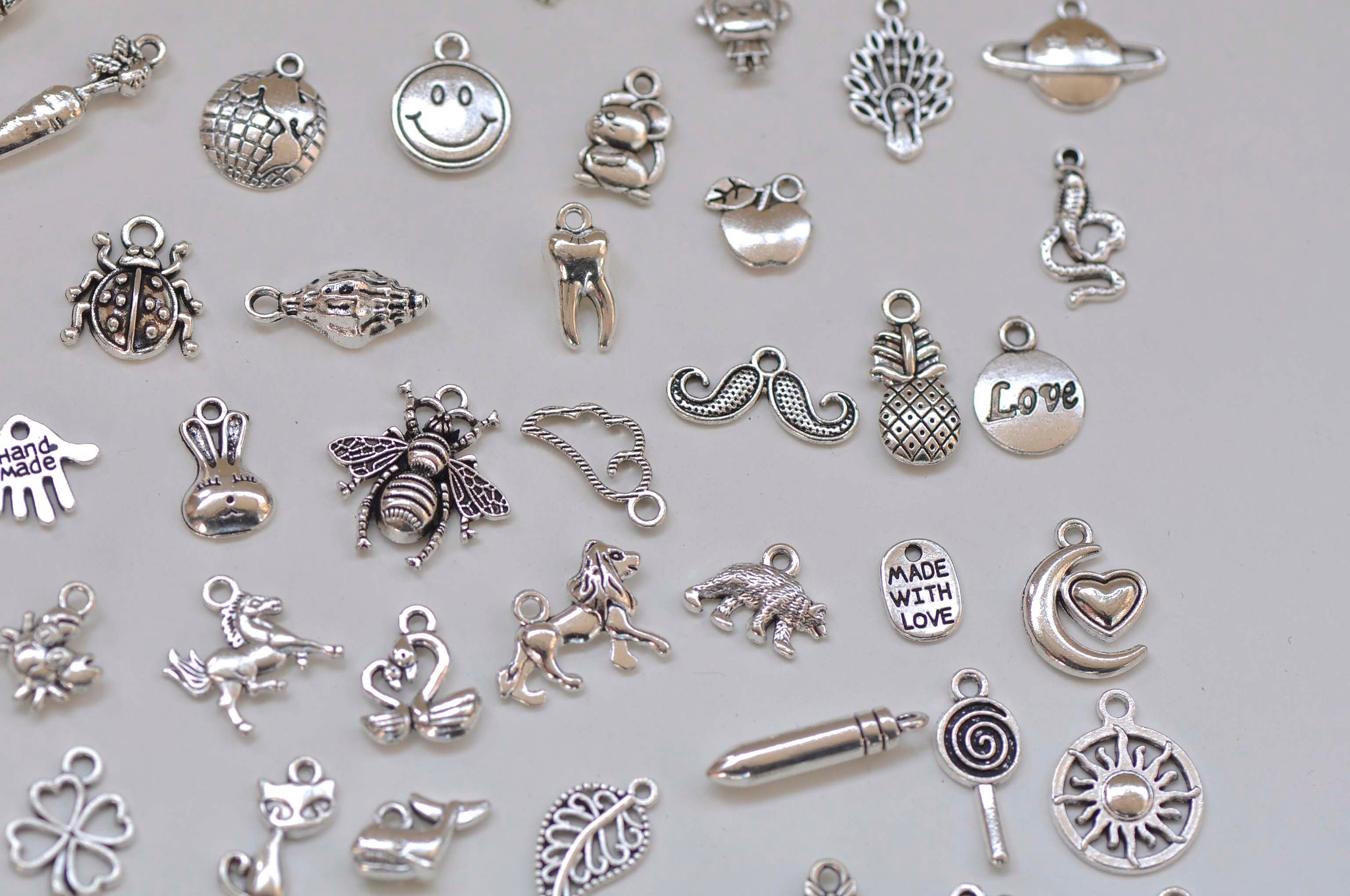 Antique Silver Animal Themed Charms Mixed Styles Set of 100 - Etsy