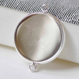 10 pcs Shiny Silver Tone Brass Base Settings Connector Match 10mm/12mm/14mm/16mm/18mm/20mm Cabochon