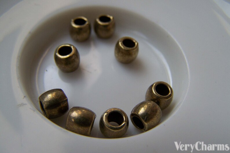 50 pcs of Antique Bronze Round Smooth Spacer Beads 5x6mm A5714 image 2