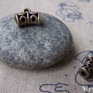 20 pcs Antique Bronze Filigree Flower Curved Tube Charms 6x12mm A388