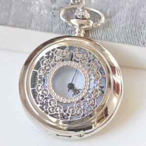 1 PC Platinum Filigree Pocket Watch Pendant Size 47mm A5406