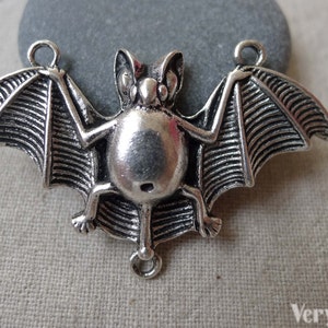 10 pcs Antique Silver Bat Connector Charms Pendants 28x48mm A7309