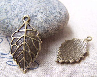 20 Stück Antik Bronze Schöne Blatt Charms 14 x 25 mm A4871