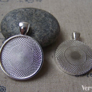 5 pcs Shiny Silver Pendant Tray Base Settings Match 25mm Cabochon A4761