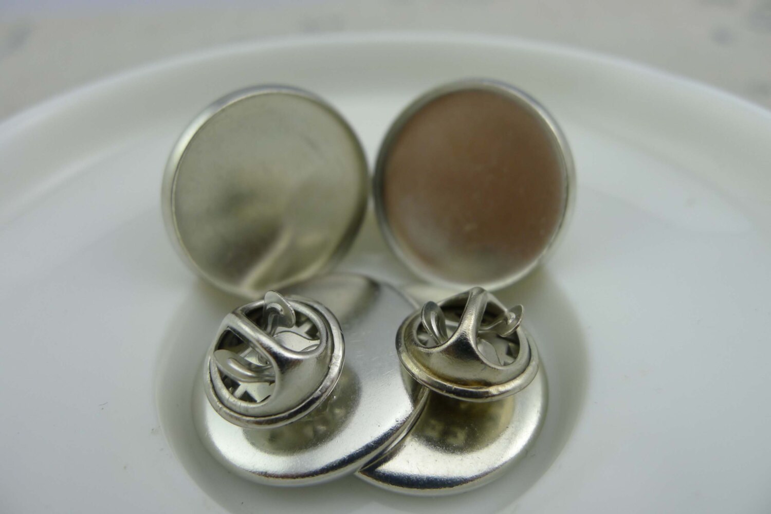 Silvery Gray Tie Tack Clutch Round Lapel Pin Brooch Blank Etsy