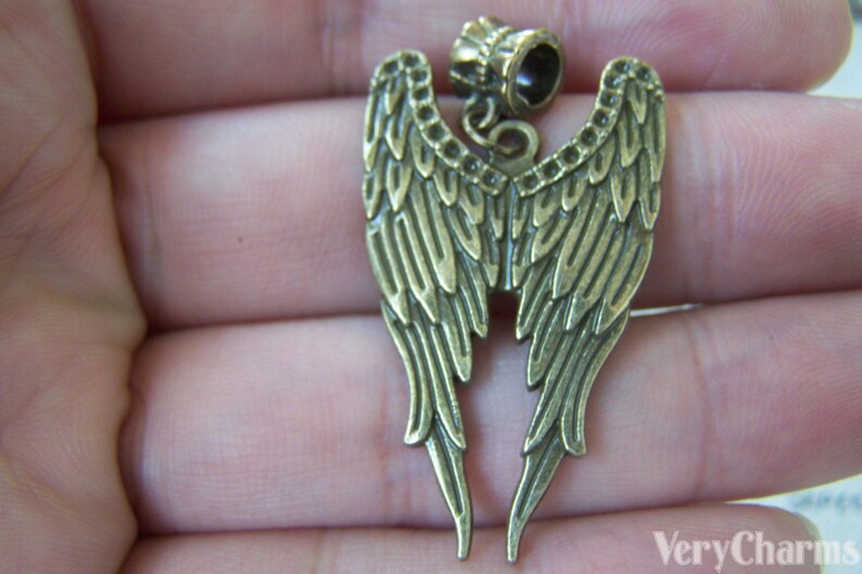 10 Pcs of Antique Bronze Angel Wings Charms Pendants 39mm Etsy