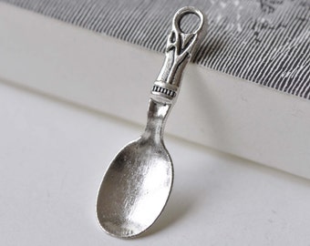 Plata Antigua Gran Sopa Cuchara Colgantes Encanto Set de 20 A7840