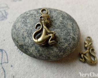 20 pcs of Antique Bronze Monkey Charms 11x20mm Double Sided  A6566