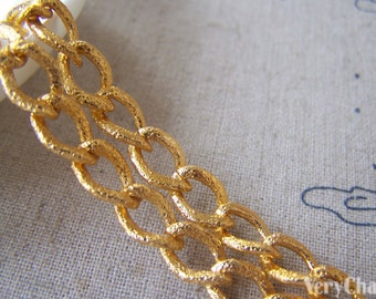 16ft (5m) of Gold Plated Aluminium Textured Thick Curb Chain Unsoldered Links 7x10mm A5478