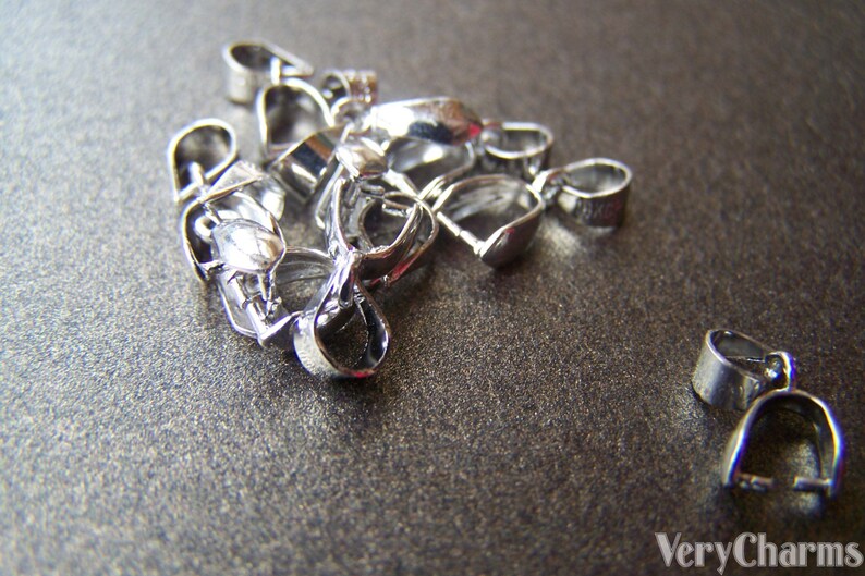 18 KGP Pinch Bails Pendant Platinum Clasps 8x16mm Set of 10 Etsy