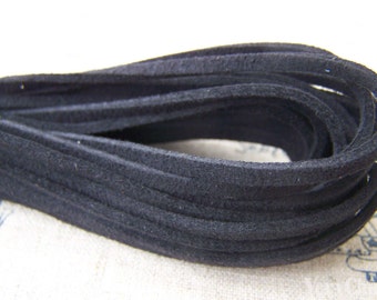 10 mètres de Flat Square Black Faux Leather Ribbon Cords String A669