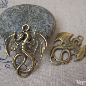 Three Headed Dragon Charms Large Dragon Charms Well Crafted Fantasy Charms Viking Charms Jewelry Supplies 28x31mm