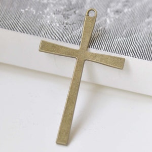 Antique Bronze Flat Cross Charm Pendants  36x60mm Set of 10 A8439