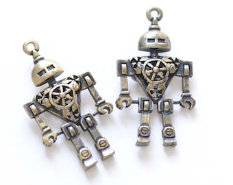 ヴィンテージスタイルアンティークブロンズメッキロボット5個 - Etsy 日本