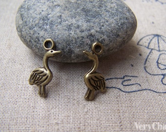 SALE 30 pcs of Antique Bronze Crane Bird Charms  8x15mm A267
