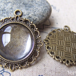 10 pcs of Antique Bronze Filigree Round Cameo Base Settings Match 20mm Cabochon A3227