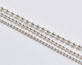 Polished 925 Sterling Silver Bead Ball Necklace Chain 1.5mm/2mm/2.5mm