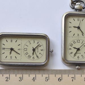 1 PC Time Zone Rectangle Pocket Watch Pendant Gift 27x57mm A8509 image 4