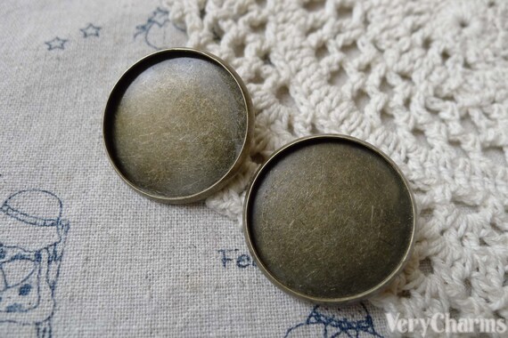 Graceangie 8x Antiqued Bronze Round Cameo Setting Pin Brooch Base – 25x25mm Inner, Alloy, Retro Style