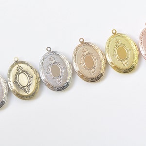 Brass Cross Oval Flat Photo Locket Pendants 22x29mm Antique Bronze/Silver/Platinum/Light Gold/Gold/Rose Gold
