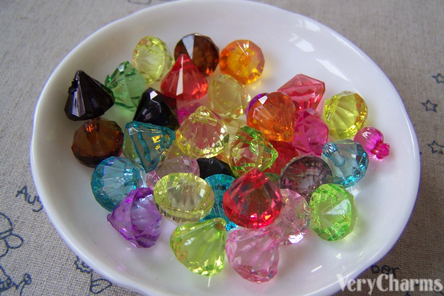30 pcs Acrylic Faceted Diamond Beads 12x12mm Mixed Color A4535 Etsy