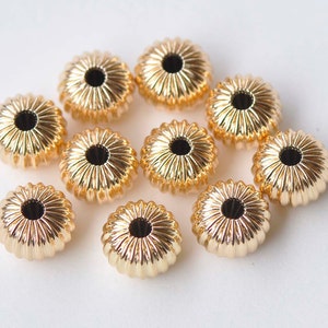 10 pcs 24K Champagne Gold Rondelle Spacer Beads 8mm A3836