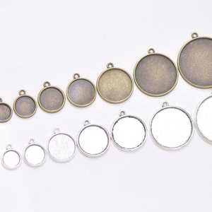 Antique Bronze/Silver Round Cameo Base Setting Match 8mm/10mm/12mm/14mm/16mm/18mm/20mm/25mm/30mm Cabochon Set of 10