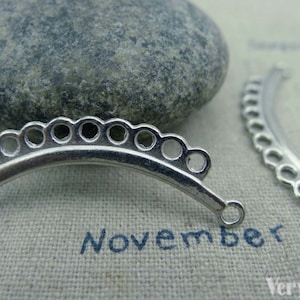 Curvo Bar connettori Antique Silver loop multipli 13x37mm Set 20 pezzi A1031