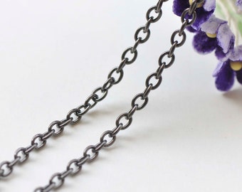 16ft (5m) of Gunmetal Black Oval Link Cable Chain 3x4mm A1043
