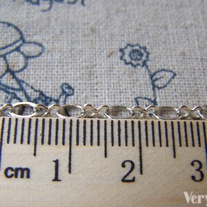 16ft (5m) White Gold Tone Brass Flat Figure 8 Infinity Chain Soldered Links A5403 image 3