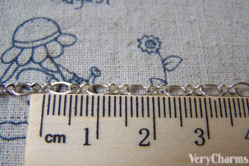 16ft (5m) White Gold Tone Brass Flat Figure 8 Infinity Chain Soldered Links A5403 image 3