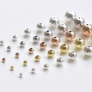 925 Sterling Silber Vermeil Nahtlose Runde Lose Perlen Glatte Spacer Perlen 2 mm-7 mm Silber / Platin / Rosegold / Gold / Sterling Silber poliert