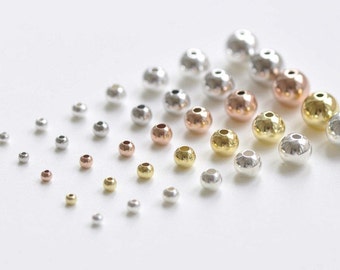 925 Sterling Silver Vermeil Seamless Round Loose Beads Smooth Spacer Beads 2mm-7mm Silver/Platinum/Rose Gold/Gold/Polished Sterling Silver