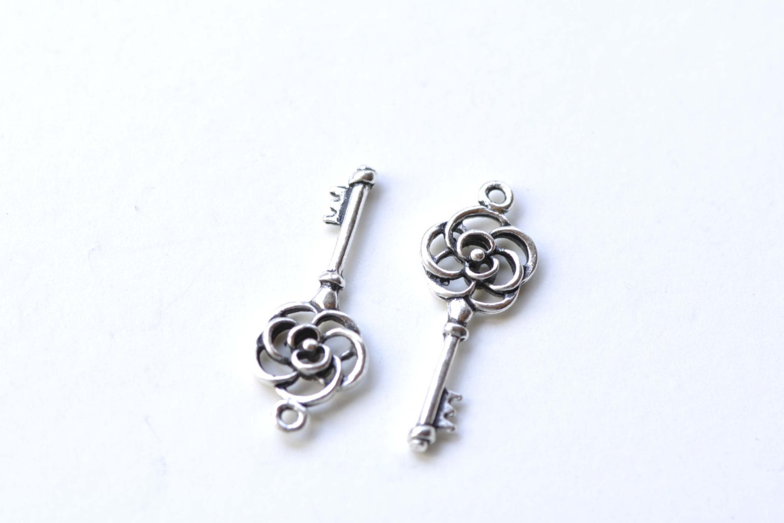 Filigree Key Antique Silver Filigree Flower Key Charms 11x28mm - Etsy