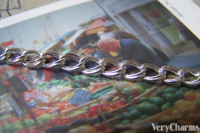 of Silver Plated Double Curb Chain 6mm A4735 16ft 5m