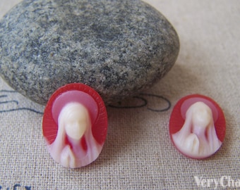 Resina María Cameo Santa Madre Roja Oval Cabujón 12x16mm Conjunto de 10 A4178