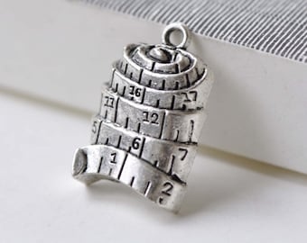 Flexible Ruler, Antique Silver Sewing Tape Measure Charms 16x25mm Set of 20  A7851