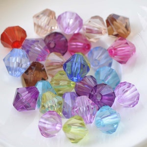 Acrylic Bicone Faceted Beads Mixed Color Size 4mm/6mm/8mm/10mm/12mm/14mm/16mm