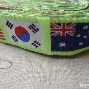 10 Yards (9.1 Meter) Yarn Weave Stitched Multiple National Flags Ribbon Label String A6855